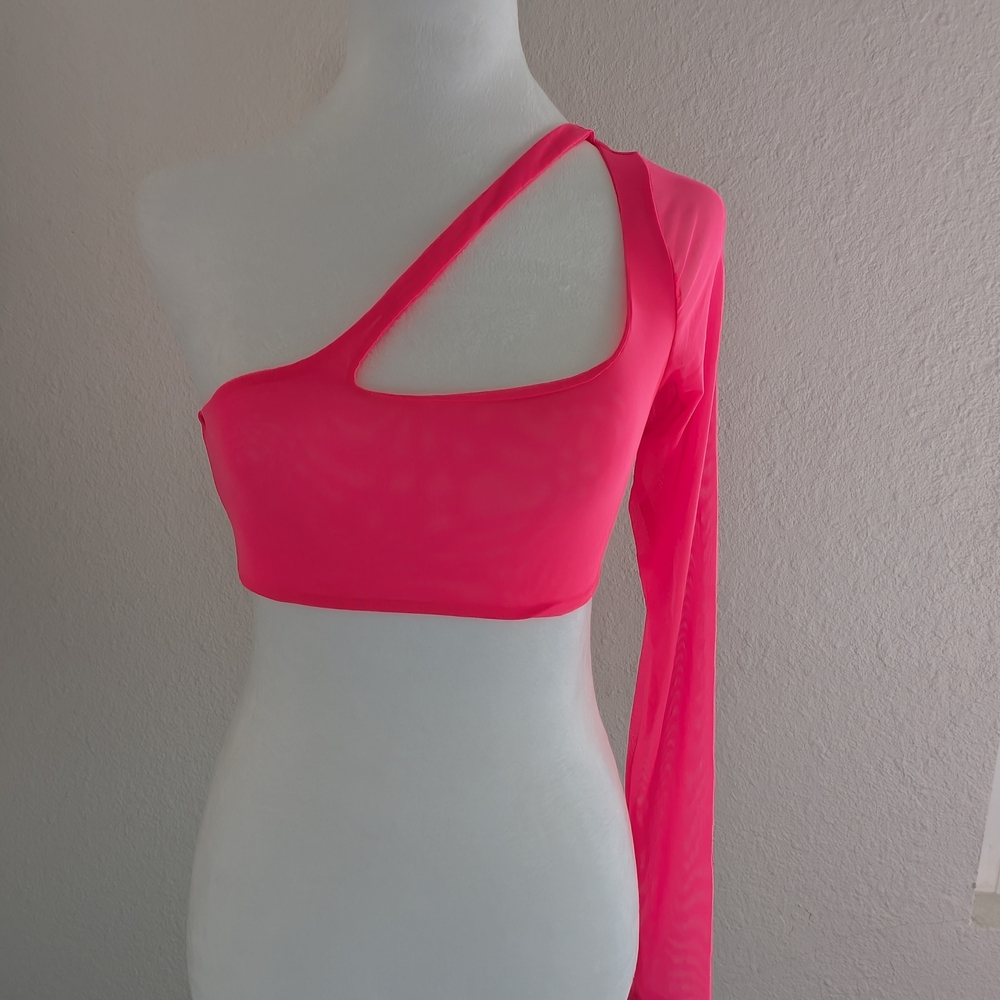 Hot Pink One-Shoulder Crop Top